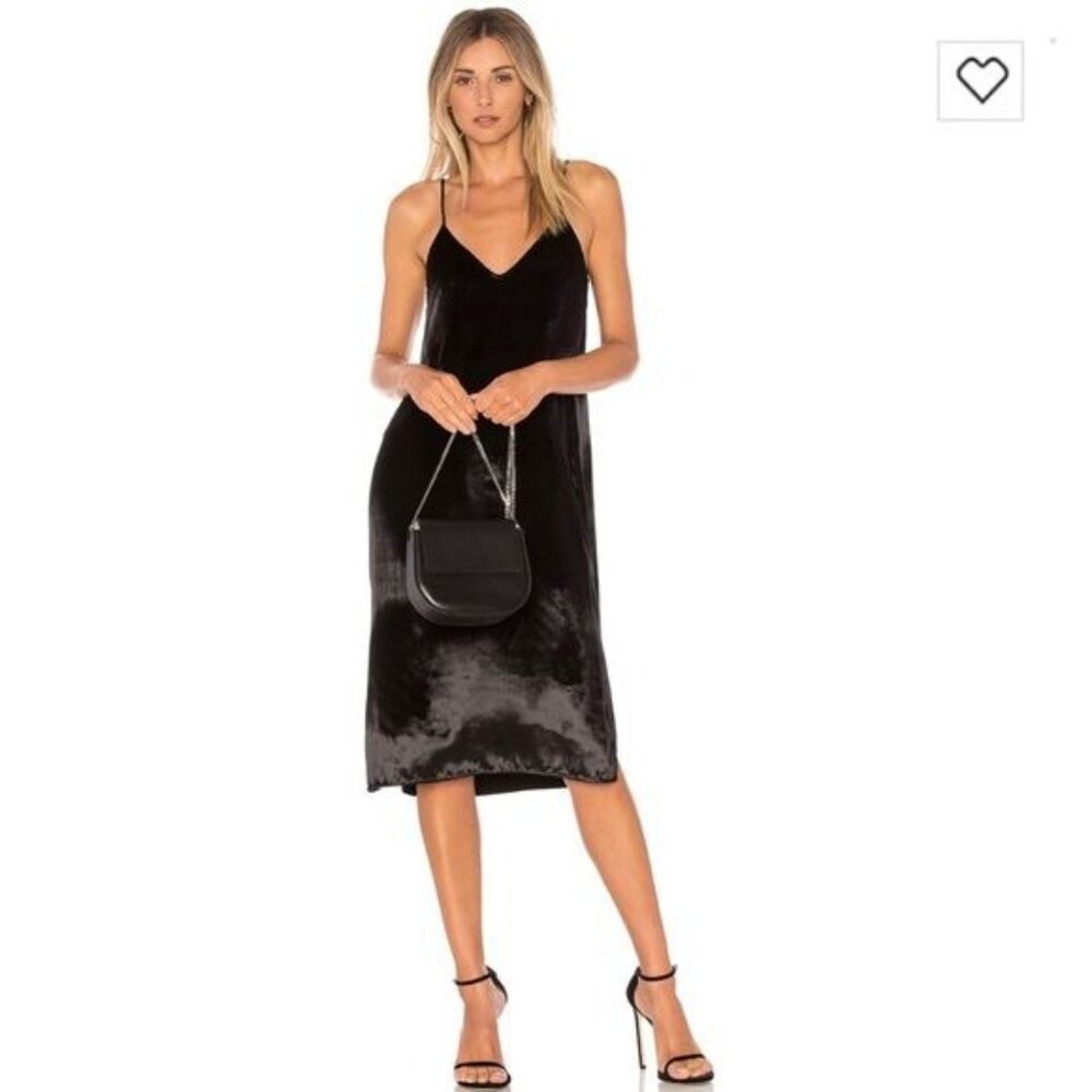 Equipment Womens Large Black Nia Velvet Slip Dress Sleeveless Side Slits